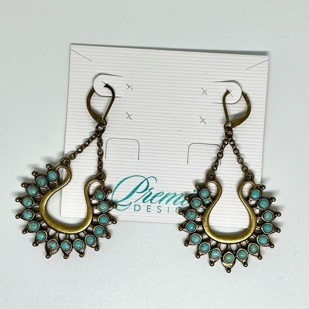 Premier Designs Turquoise Dangle Earrings NOS